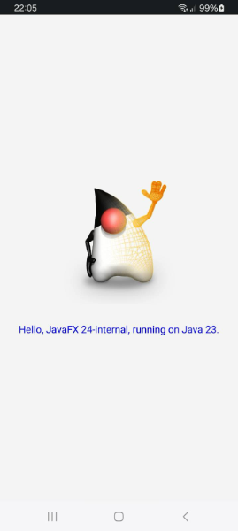 HelloFX Android Running